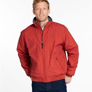 L.L.Bean Rust Orange Insulated Nylon Jacket Fleece Lined Men’s Small